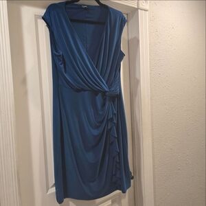 Chaps Blue Wrap-Style Dress Women’s Size 16W Draped Front – FLAW
